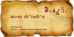 Wirth Árpád névjegykártya